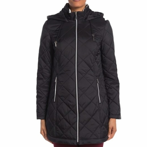 Laundry by Shelli Segal Quilted Zip Parker - Picture 2 of 10